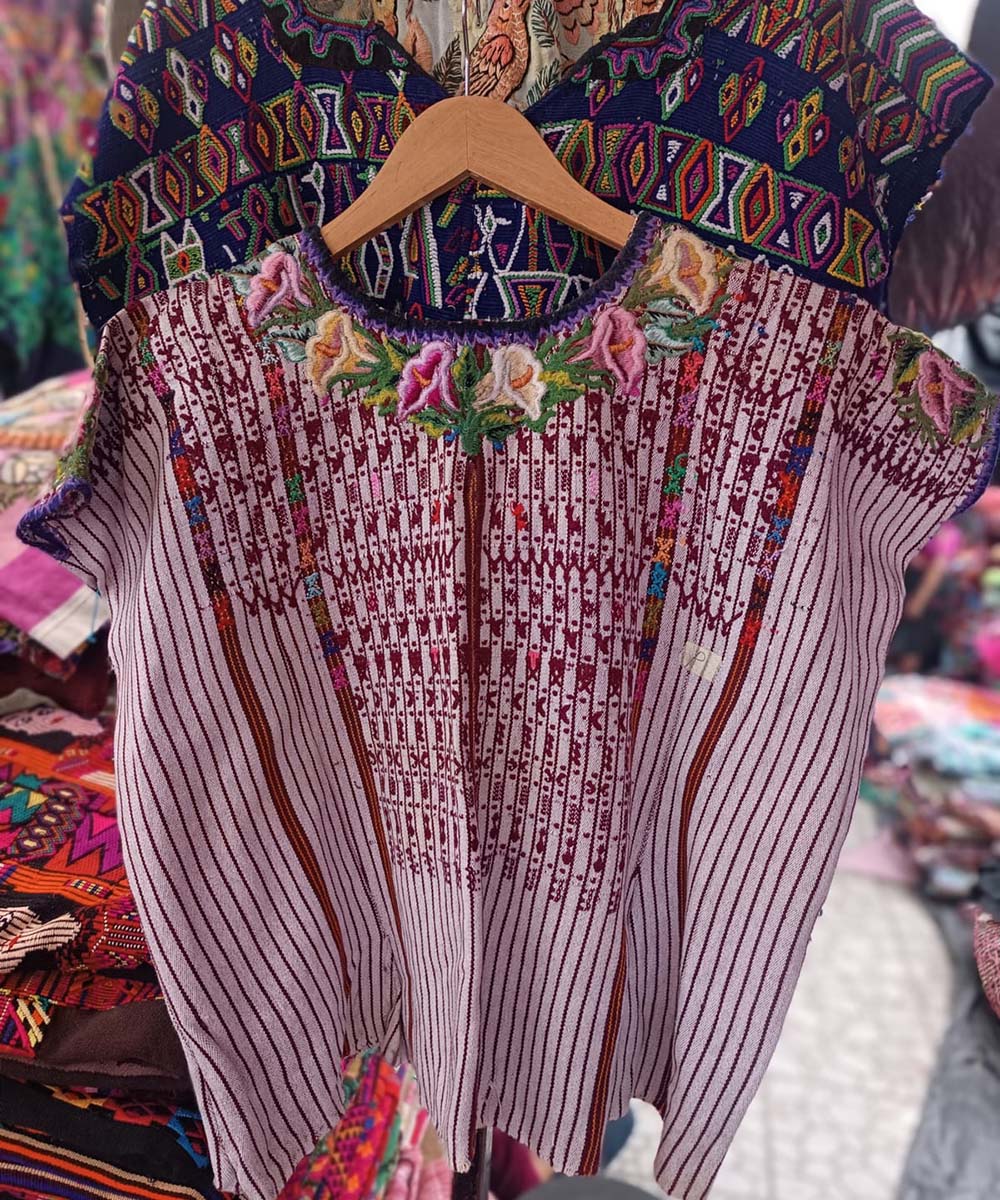 Vintage Guatemalan huipil with handwoven Mayan embroidery