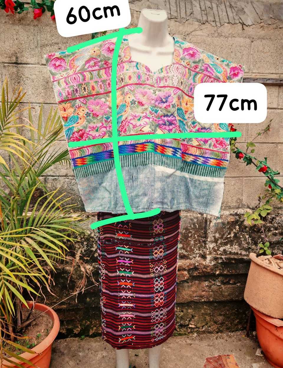 Pink floral and bird Aguas Calientas huipil #4-287