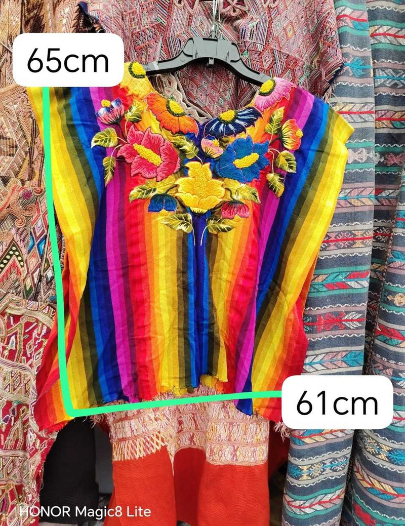 Rainbow floral Santiago huipil #4-317