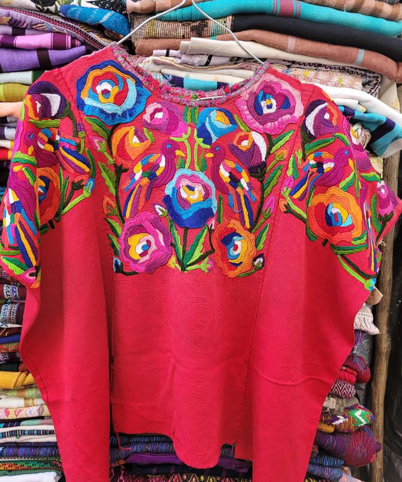 Vintage Guatemalan huipil with handwoven Mayan embroidery