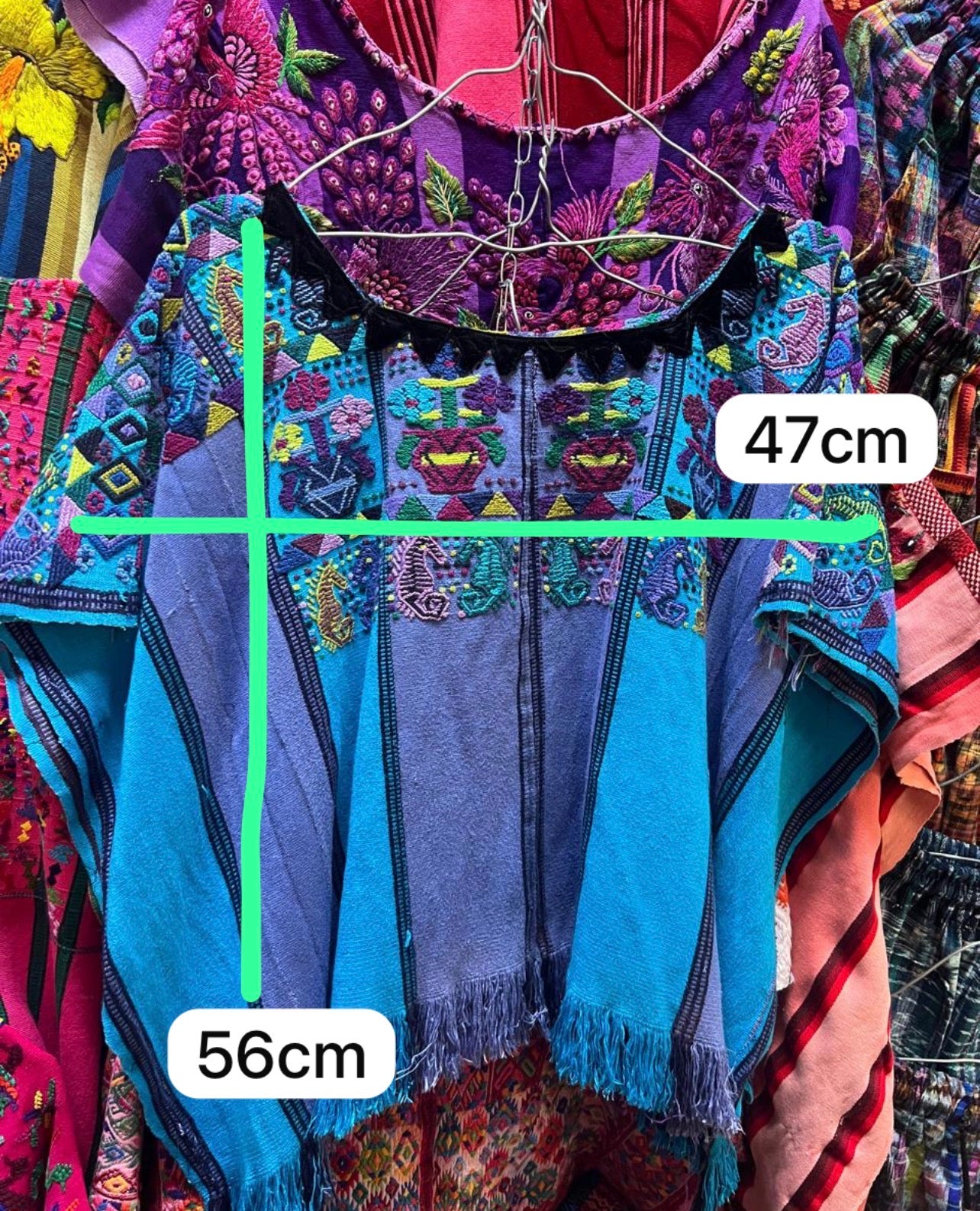 Blue and purple Santiago huipil