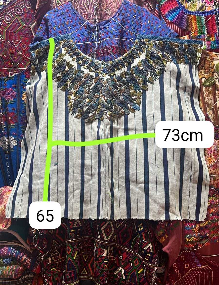 Blue striped Santiago huipil #3-61