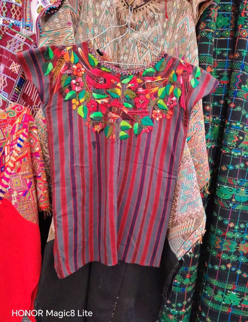 Red and mauve Santiago huipil #5-420