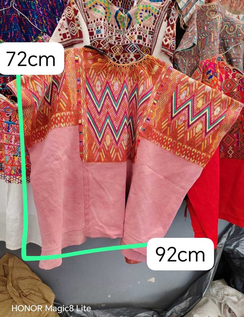 Orange on pink chevron Chichicastenango huipil #6-110