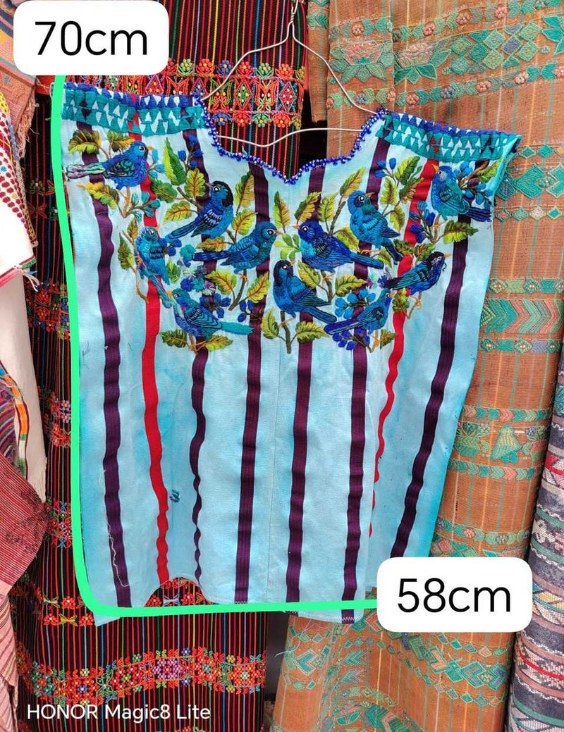 Blue with red stripe Santiago huipil #5-114
