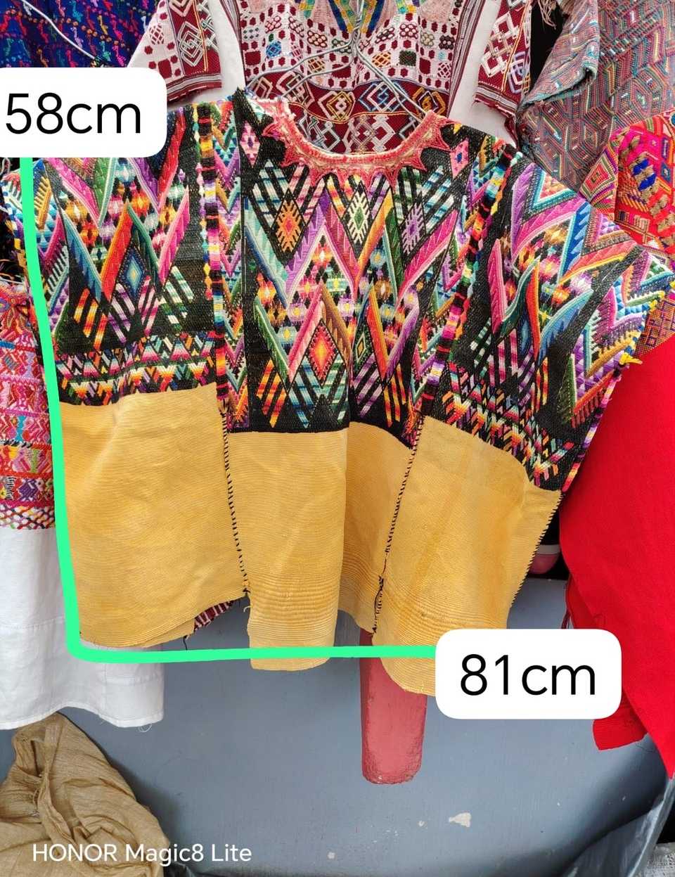 Colourful on yellow chevron Chichicastenango huipil #6-109