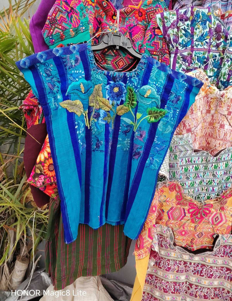 Bright blue Santiago huipil #4-195
