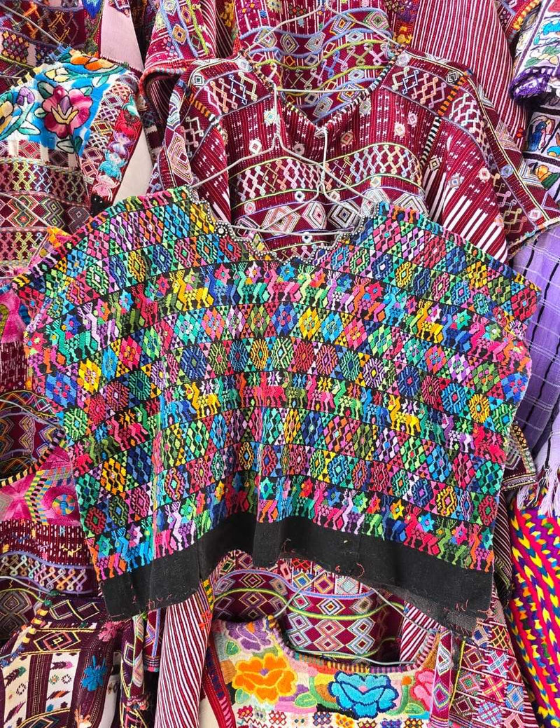 Colourful on Black Coban Huipil #6-383
