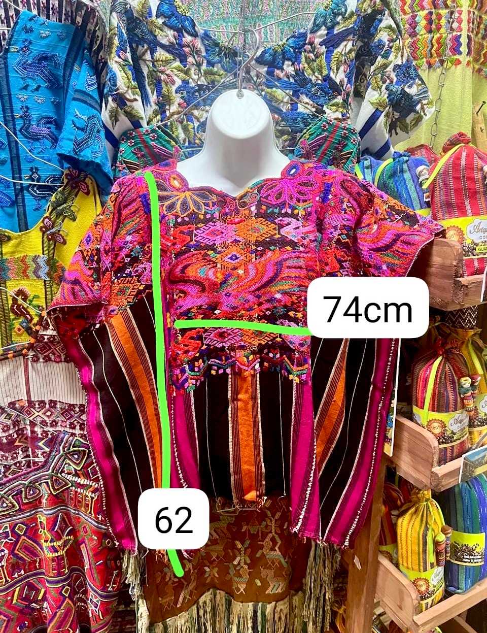 Silk Bird on Bold Stripes Chichicastenango Huipil #6-348