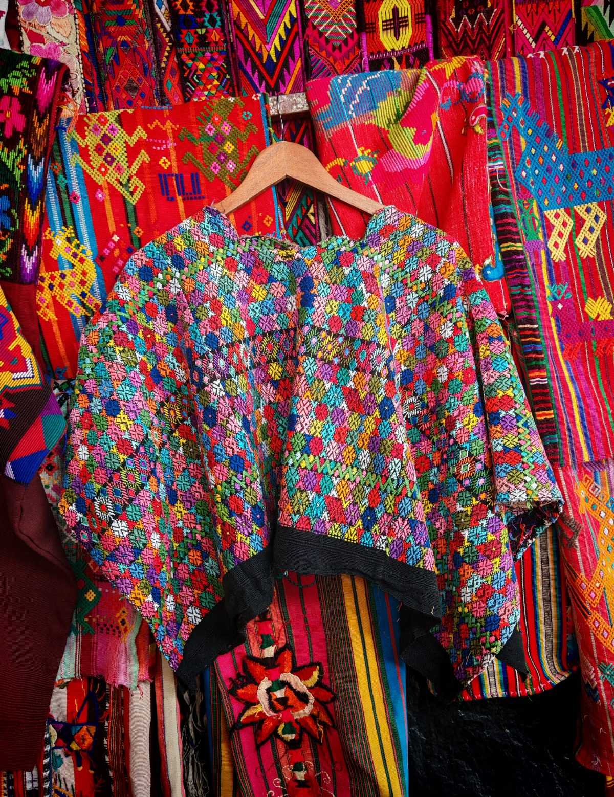 Colourful on Black Coban Huipil #6-299