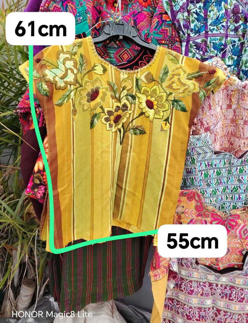 Yellow floral Santiago huipil #4-200