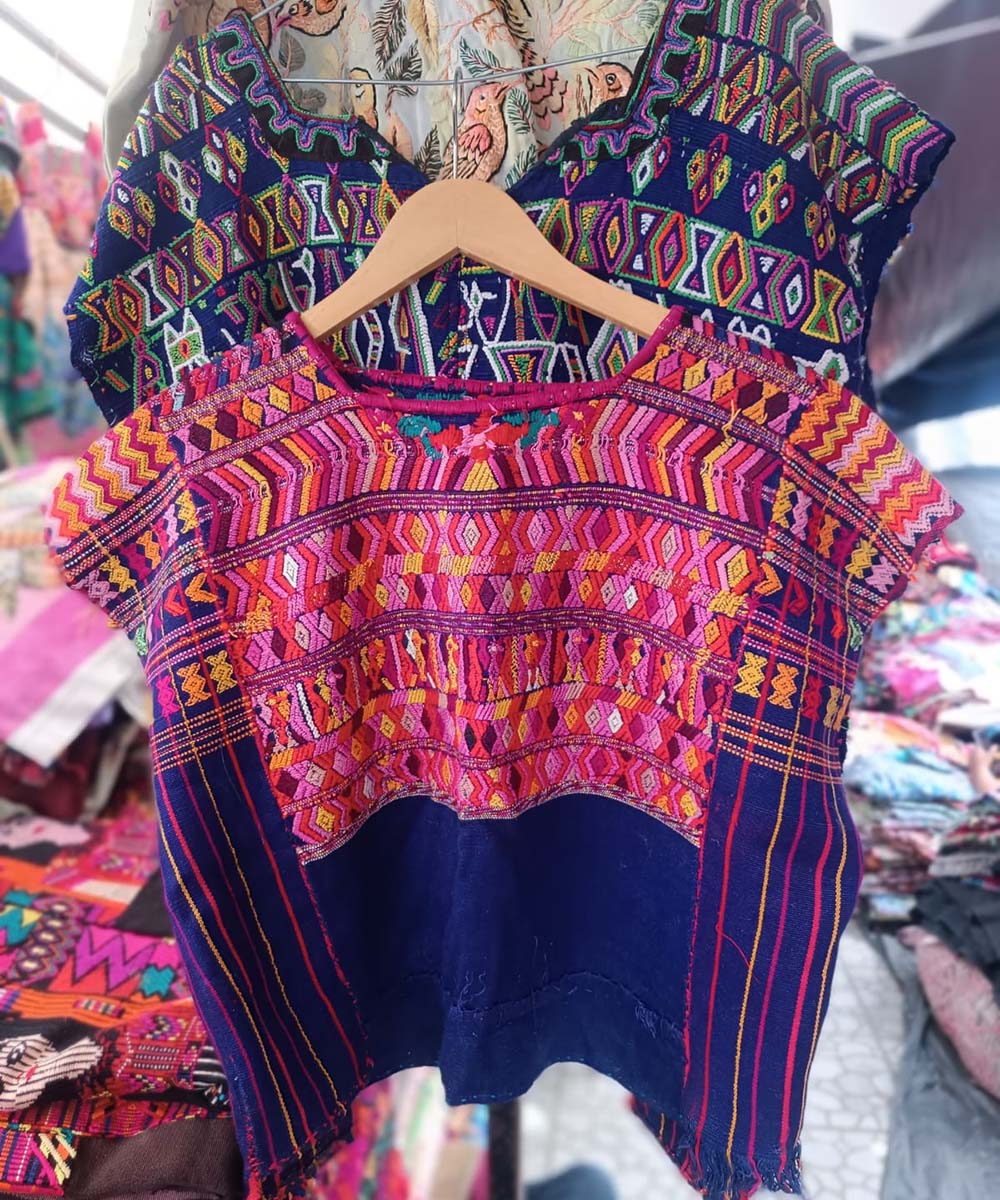Vintage Guatemalan huipil with handwoven Mayan embroidery