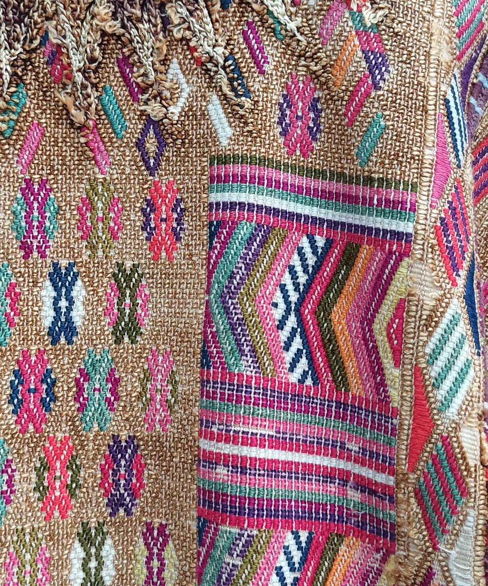 Vintage Guatemalan huipil with handwoven Mayan embroidery
