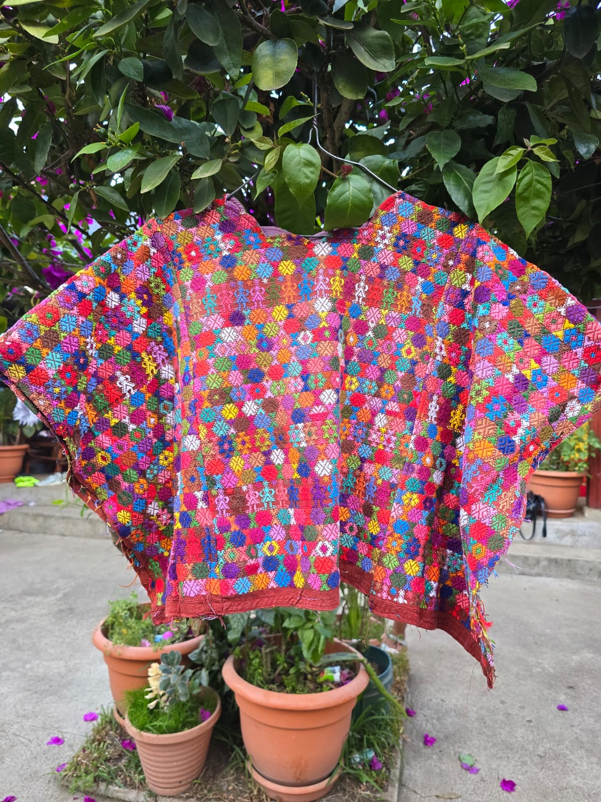 (Reserved for Lissa) Colourful on orange Coban huipil