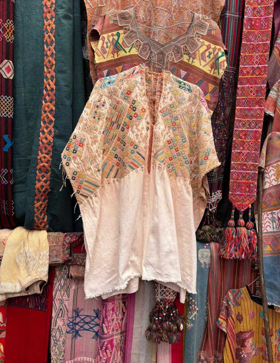 White and beige Nahuala Huipil #1-48