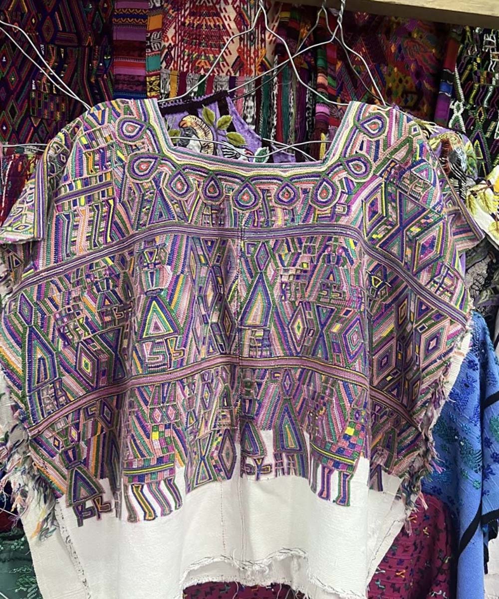 Vintage Guatemalan huipil with handwoven Mayan embroidery
