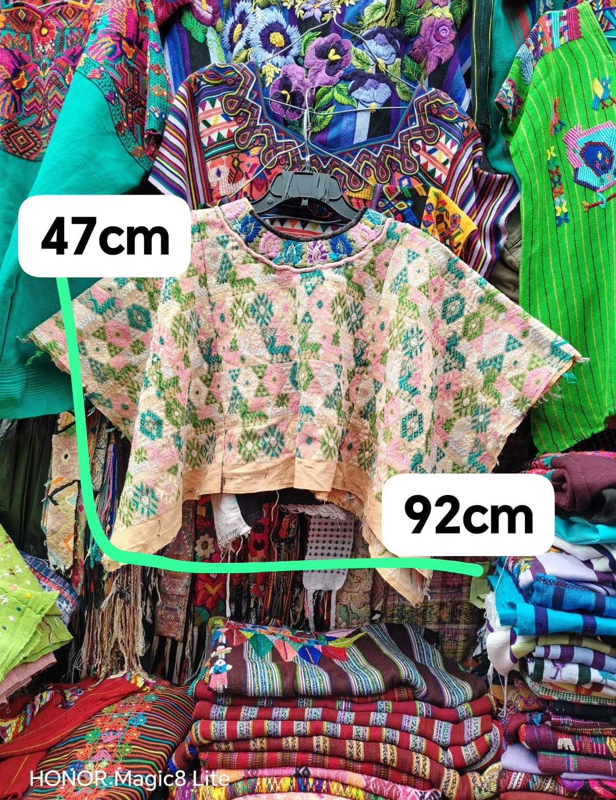 Green and pink Coban huipil #4-115