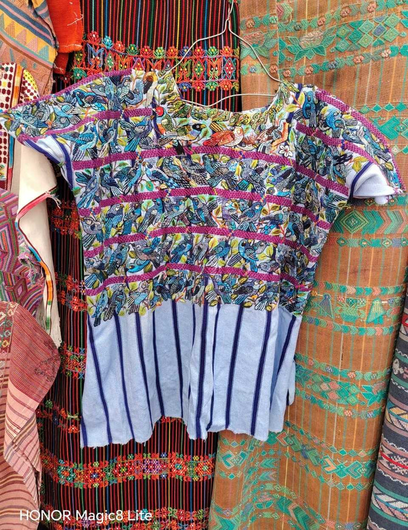 Blue and pink Santiago huipil #5-116