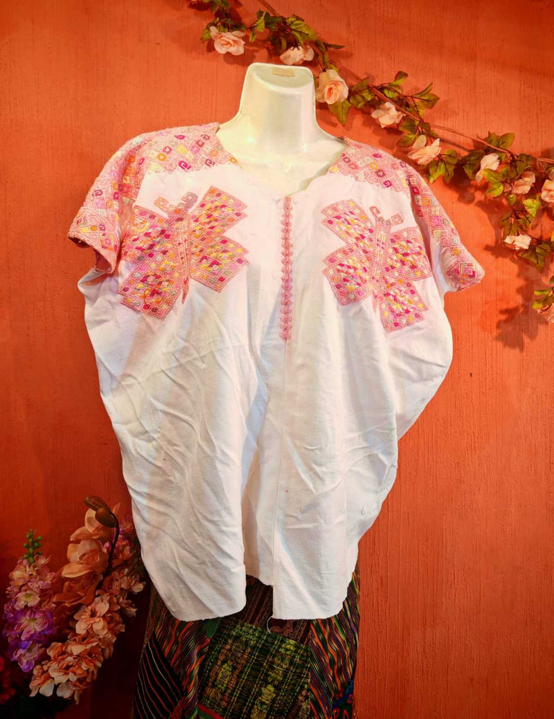 Pink butterfly Nahuala huipil #4-14
