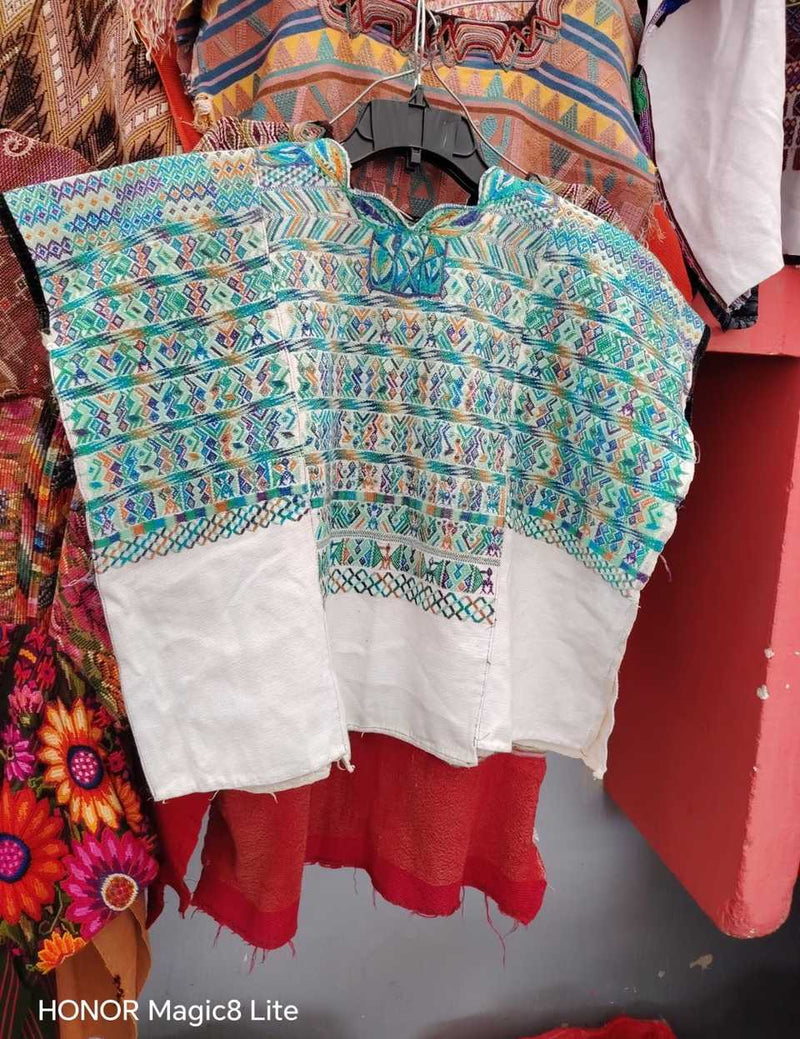 Blue and white San Juan Cotzal huipil #5-165