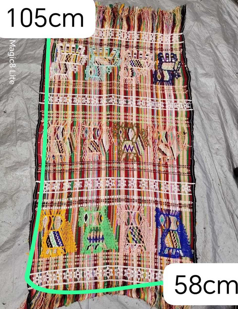 Red and beige striped Chajul tzute #5-33
