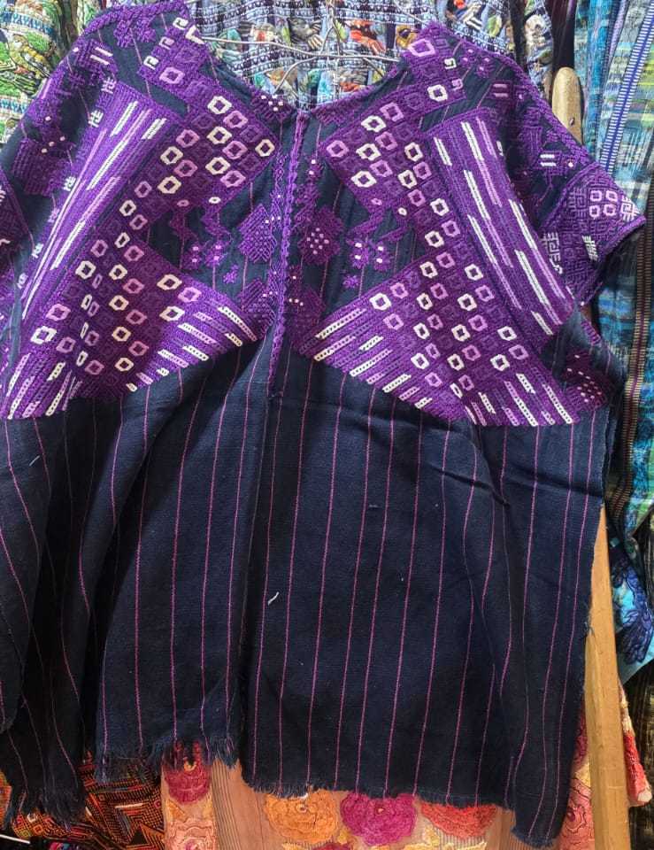 Purple Nahuala huipil with peacocks #1-22