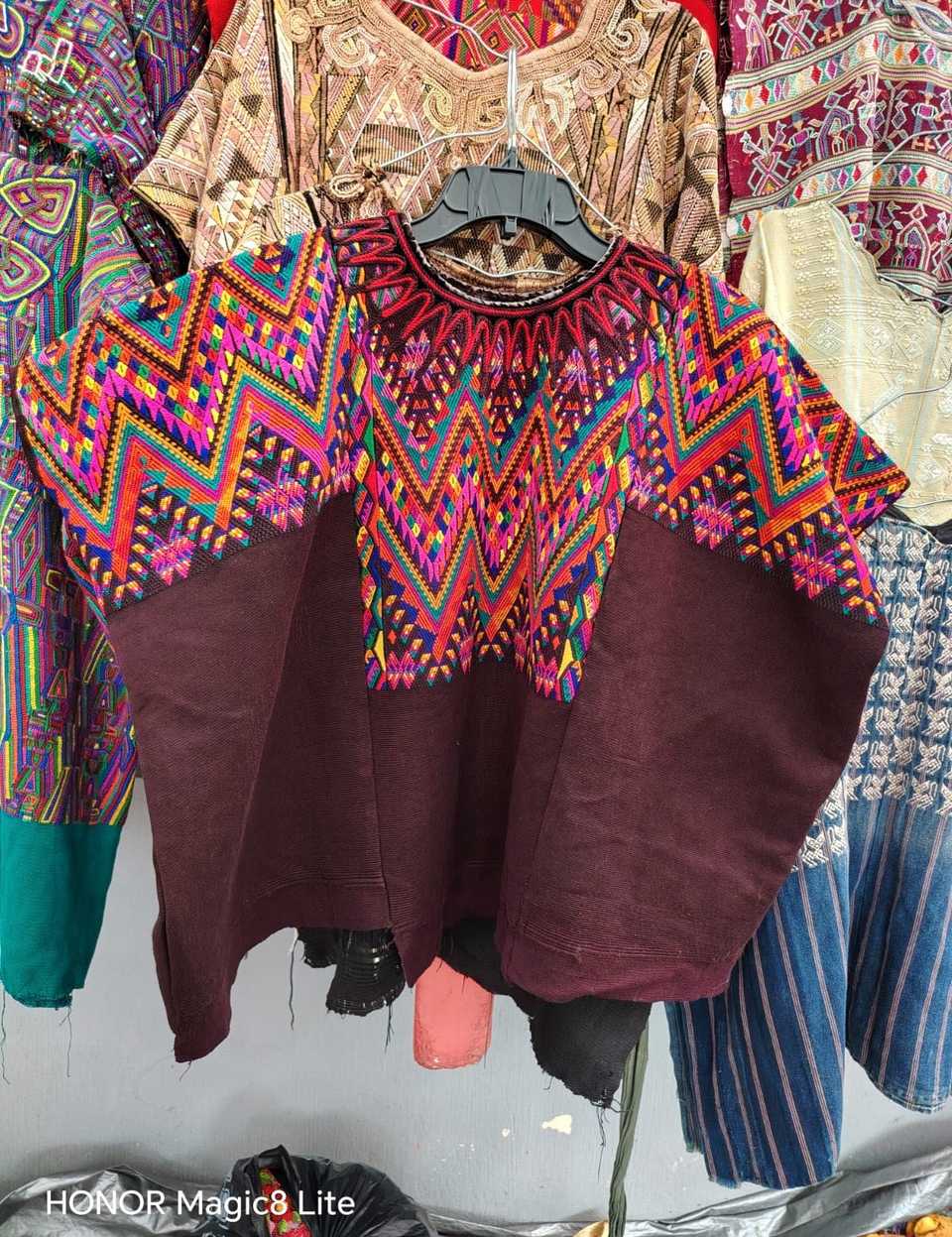 Maroon and pink Chichicastenango huipil #5-356