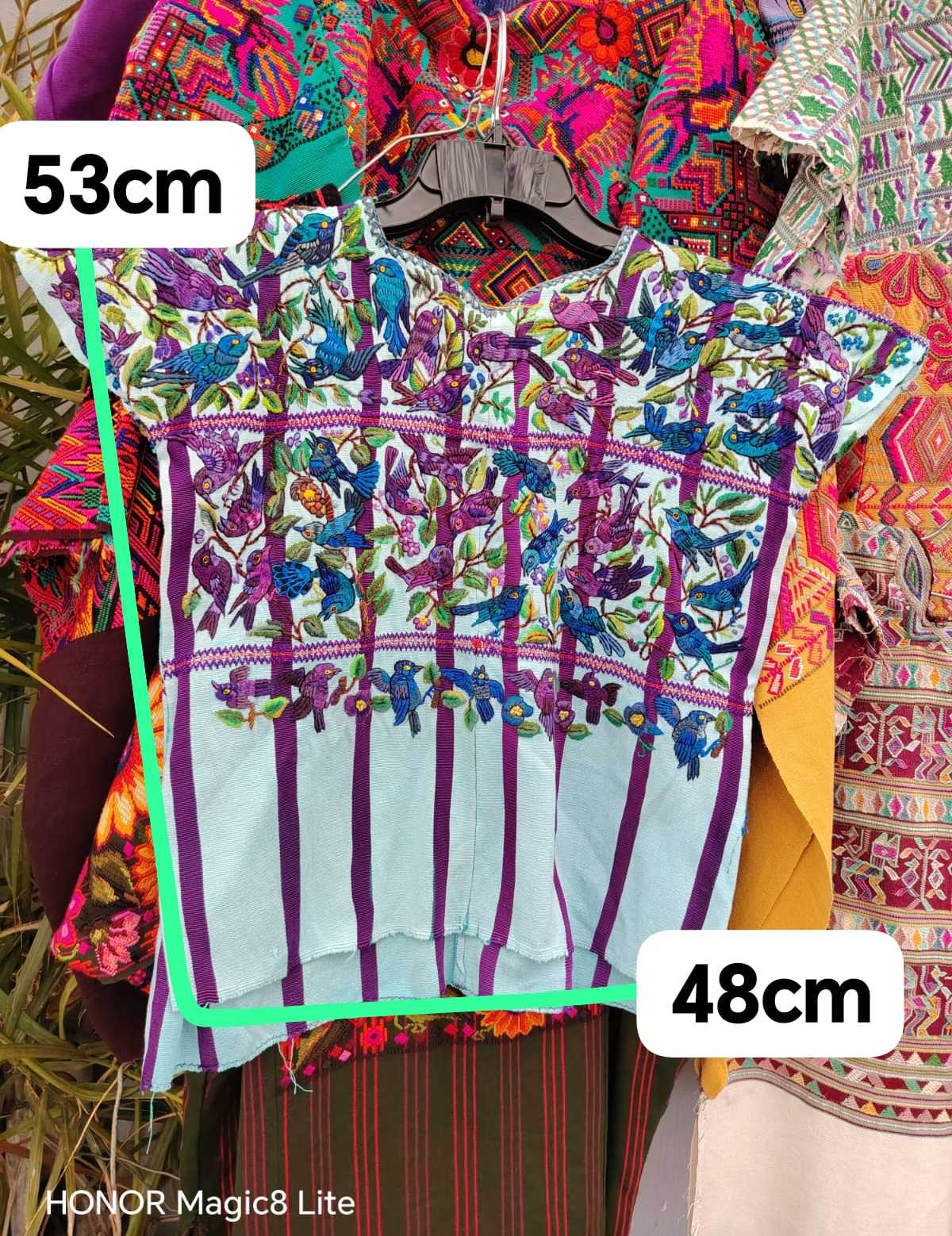 Pale blue and berry Santiago huipil #4-189