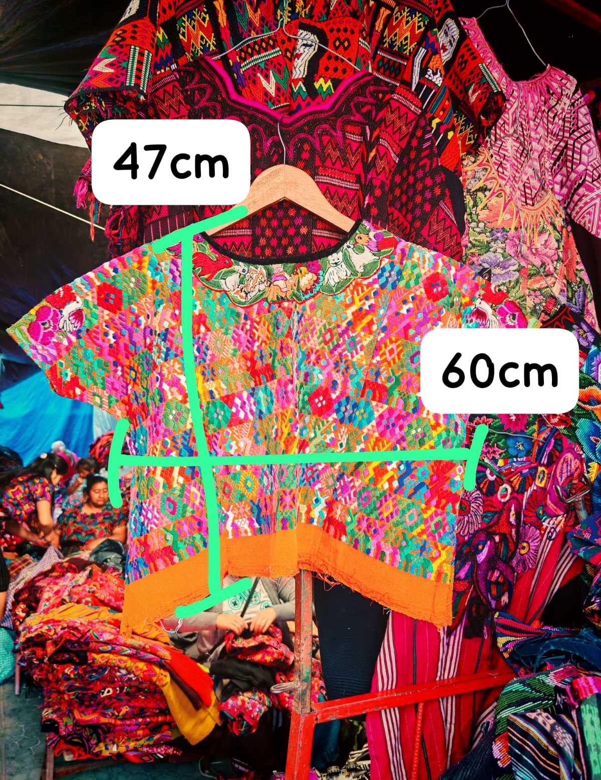 Colourful orange Coban huipil #2-82