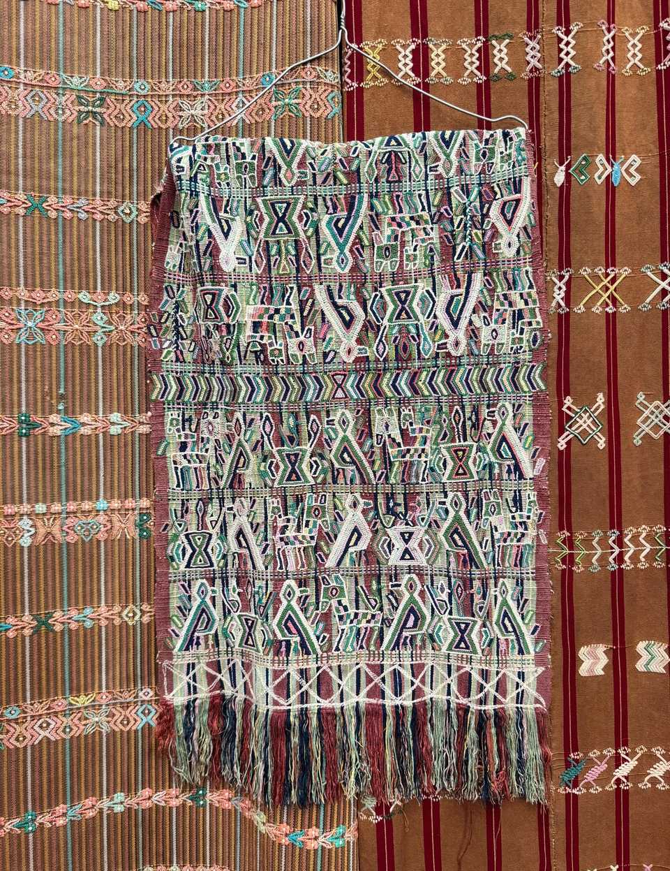 White red and green Nebaj tzute #5-160