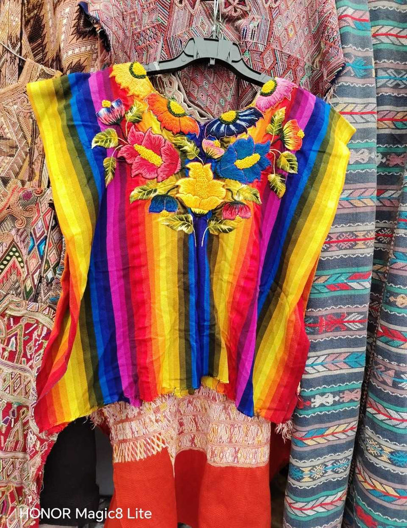Rainbow floral Santiago huipil #4-317