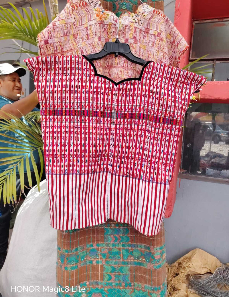 Red and white gingham San Lucas huipil #5-213