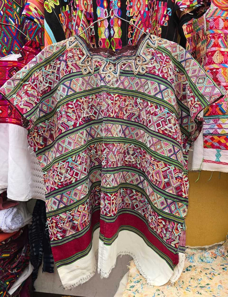 Traditional red and green Nebaj huipil #5-89