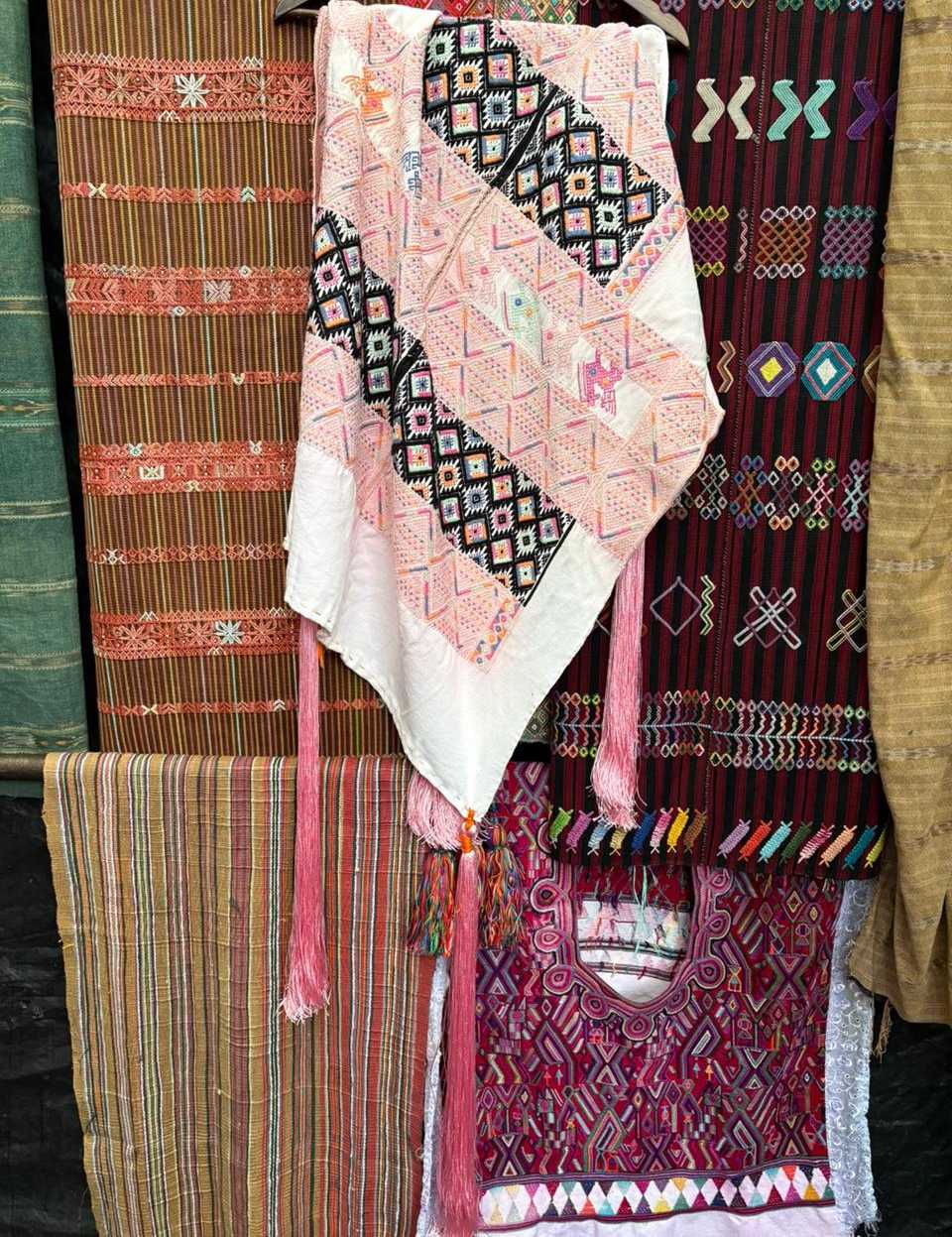 Pink and black Nahuala ceremonial cloth #2-9