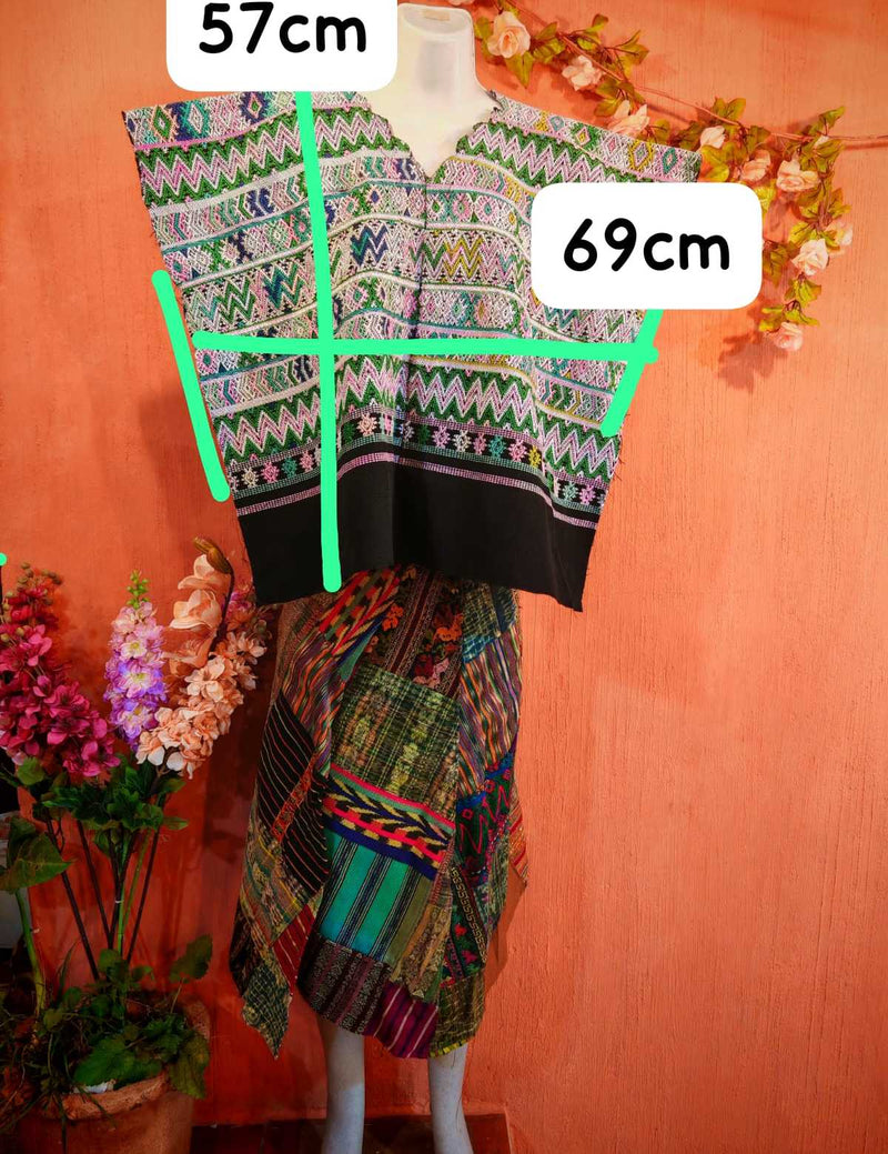 Green and pink Comalapa huipil #4-19