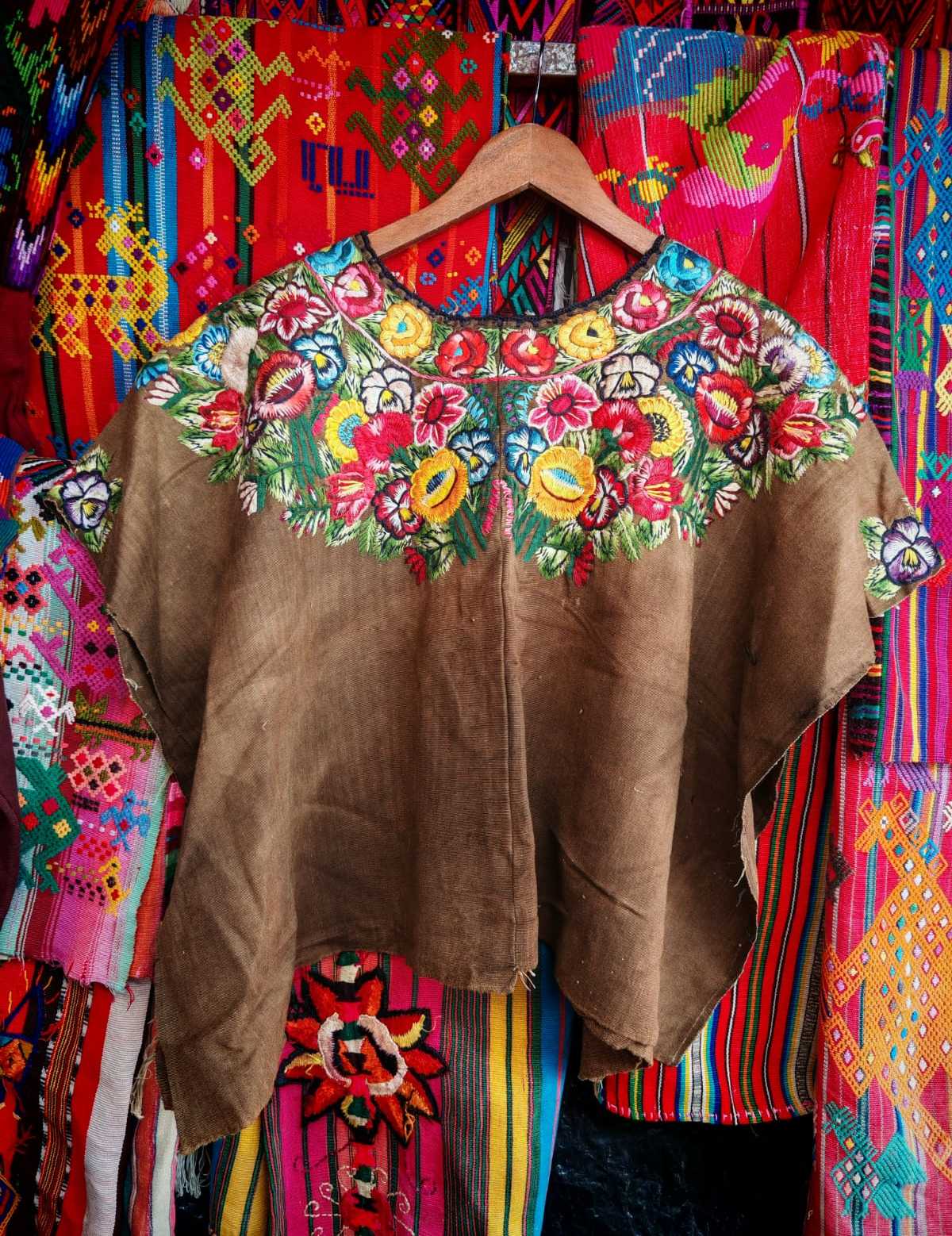 Floral on Brown Patzun Huipil #6-314