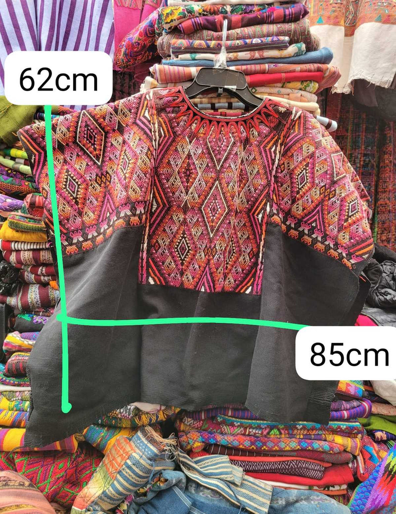 Pink and orange geometric Chichicastenango huipil #3-40