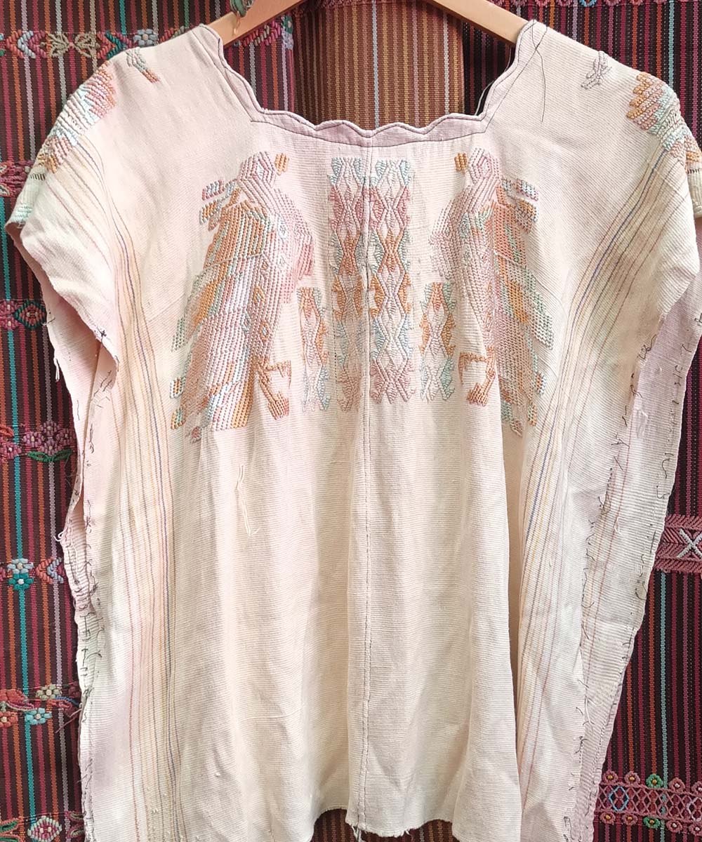 Vintage Guatemalan huipil with handwoven Mayan embroidery
