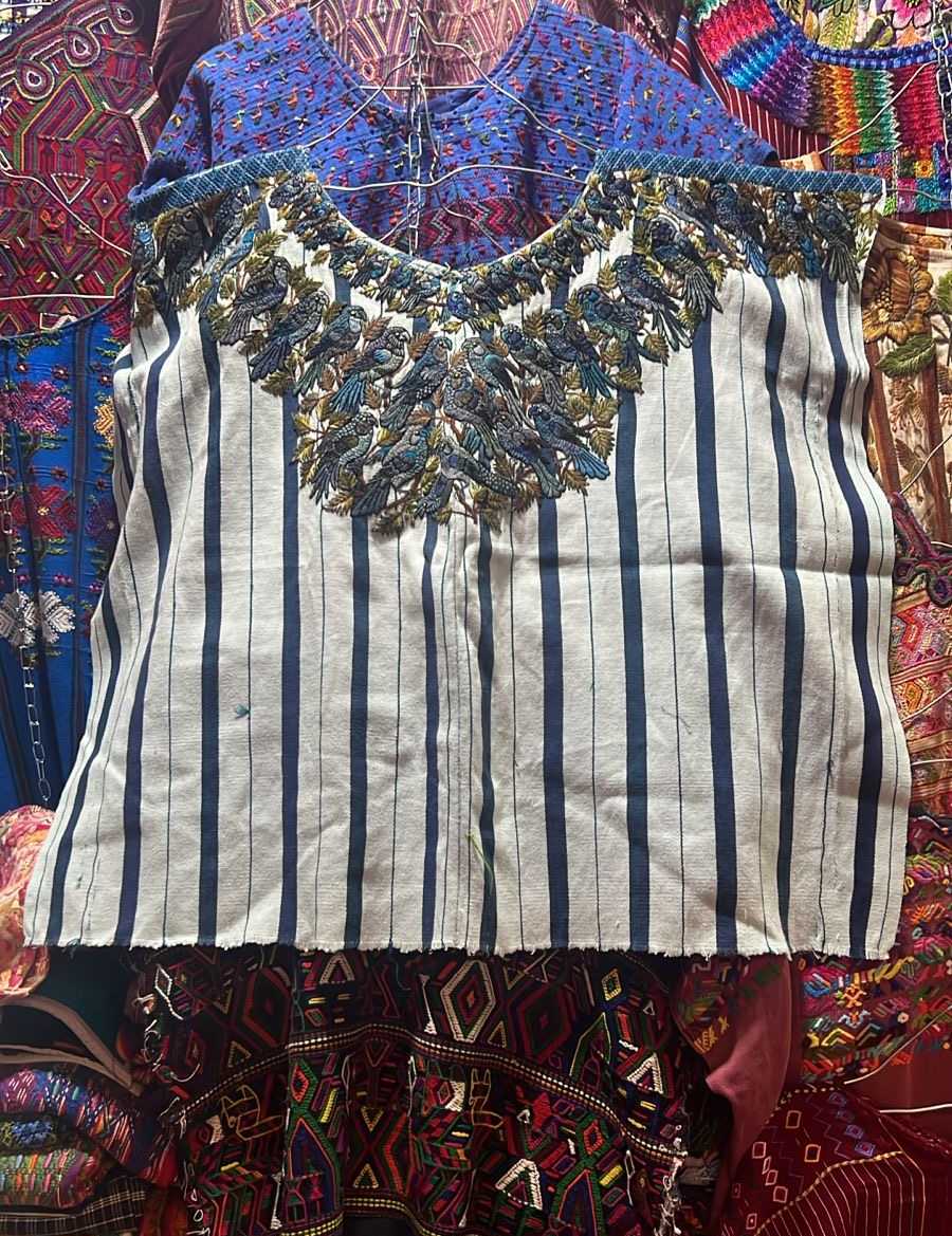 Blue striped Santiago huipil #3-61