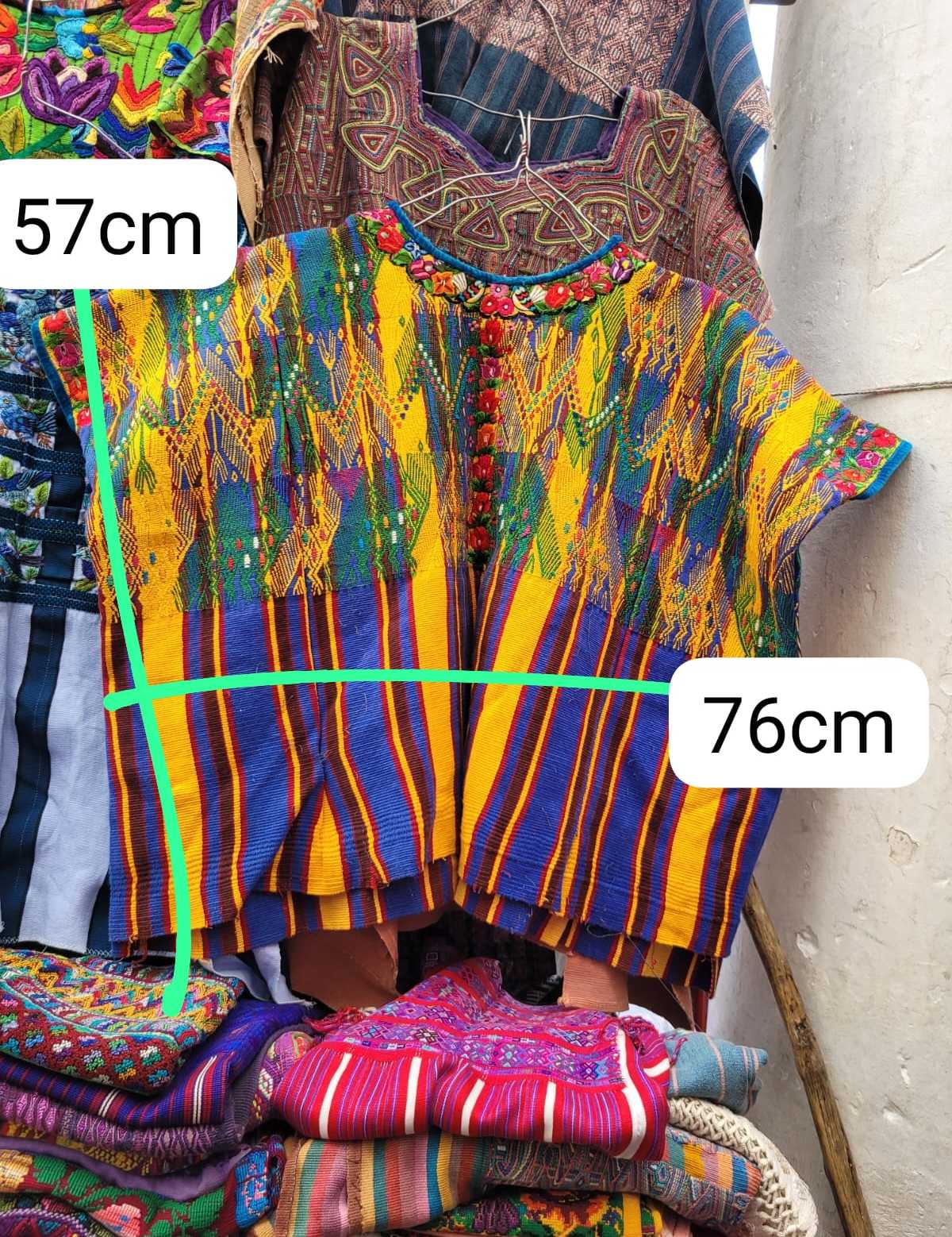 Blue and yellow Sacatepequez huipil #3-24