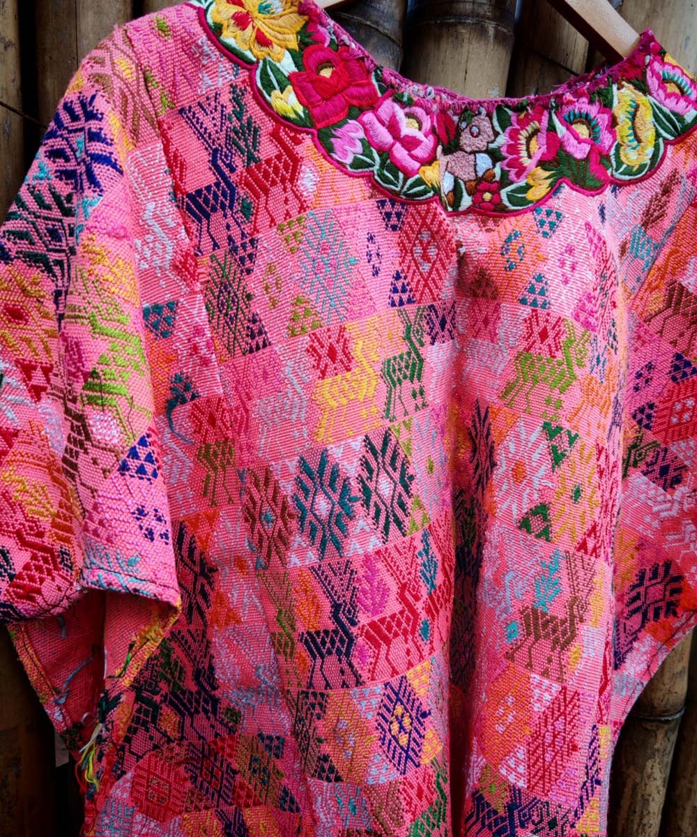 Vintage Guatemalan huipil with handwoven Mayan embroidery