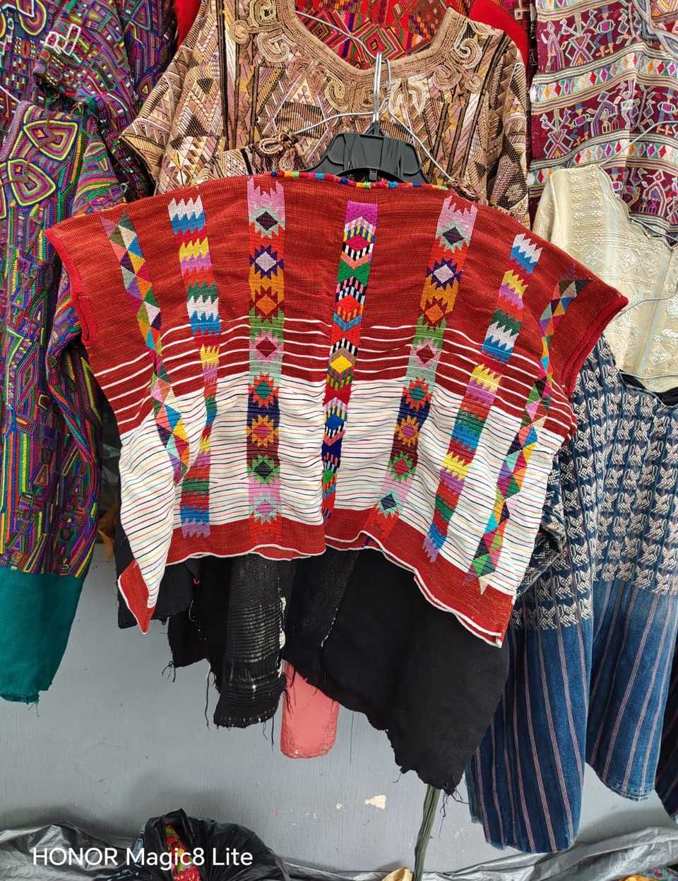 Red and white Southwestern style huipil #5-373