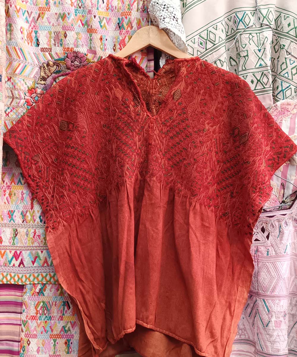 Vintage Guatemalan huipil with handwoven Mayan embroidery