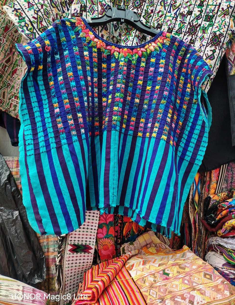 Blue gingham Santiago huipil #4-307
