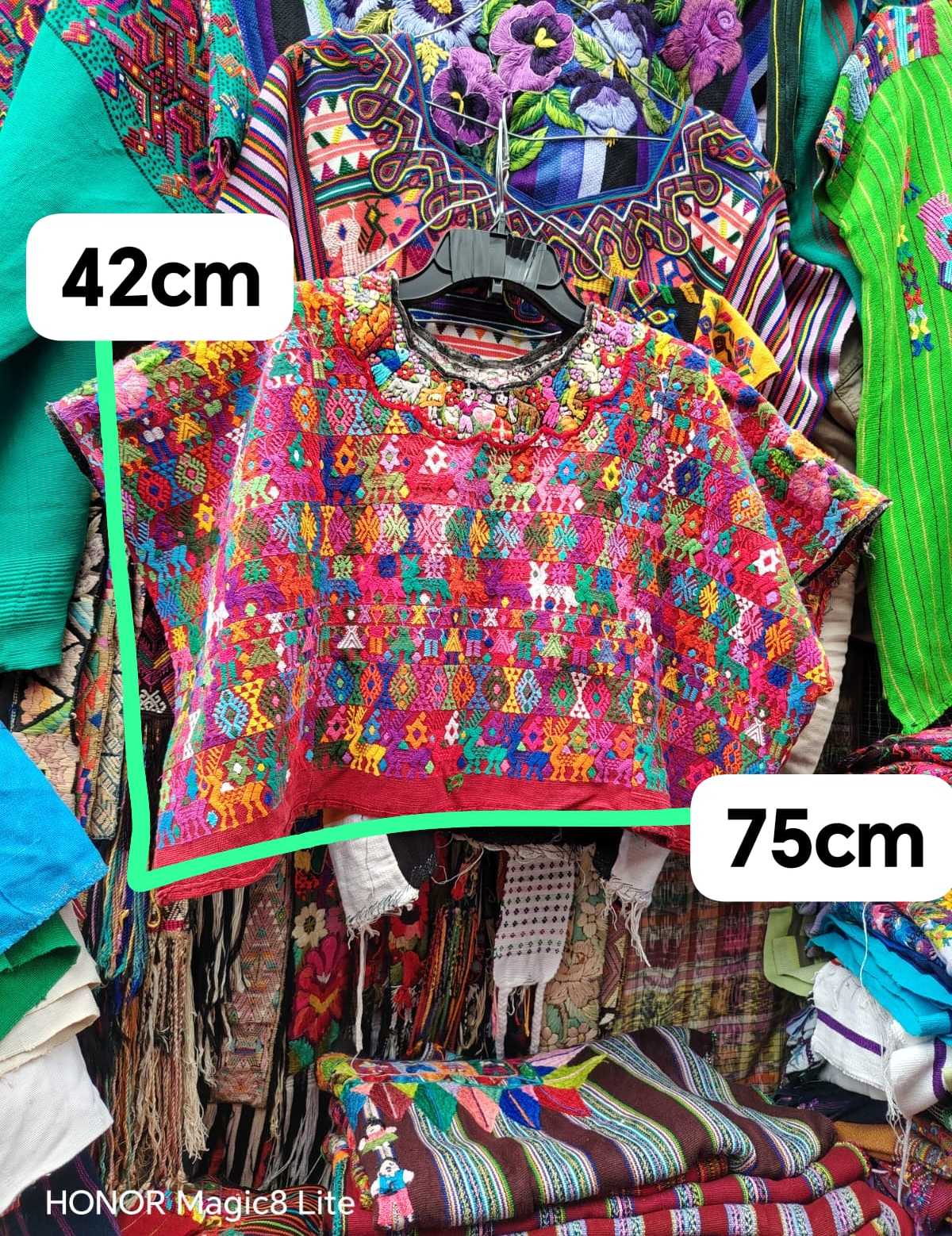 Colourful on red Coban huipil #4-119