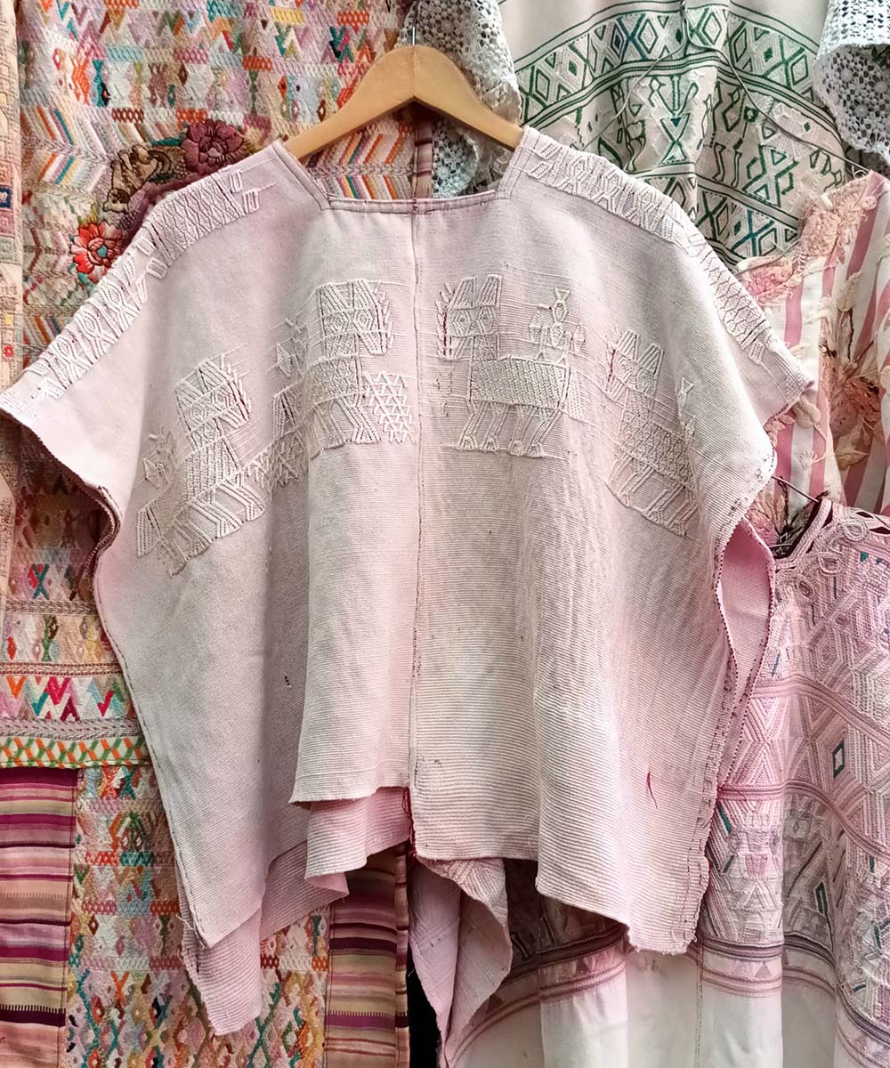 Vintage Guatemalan huipil with handwoven Mayan embroidery