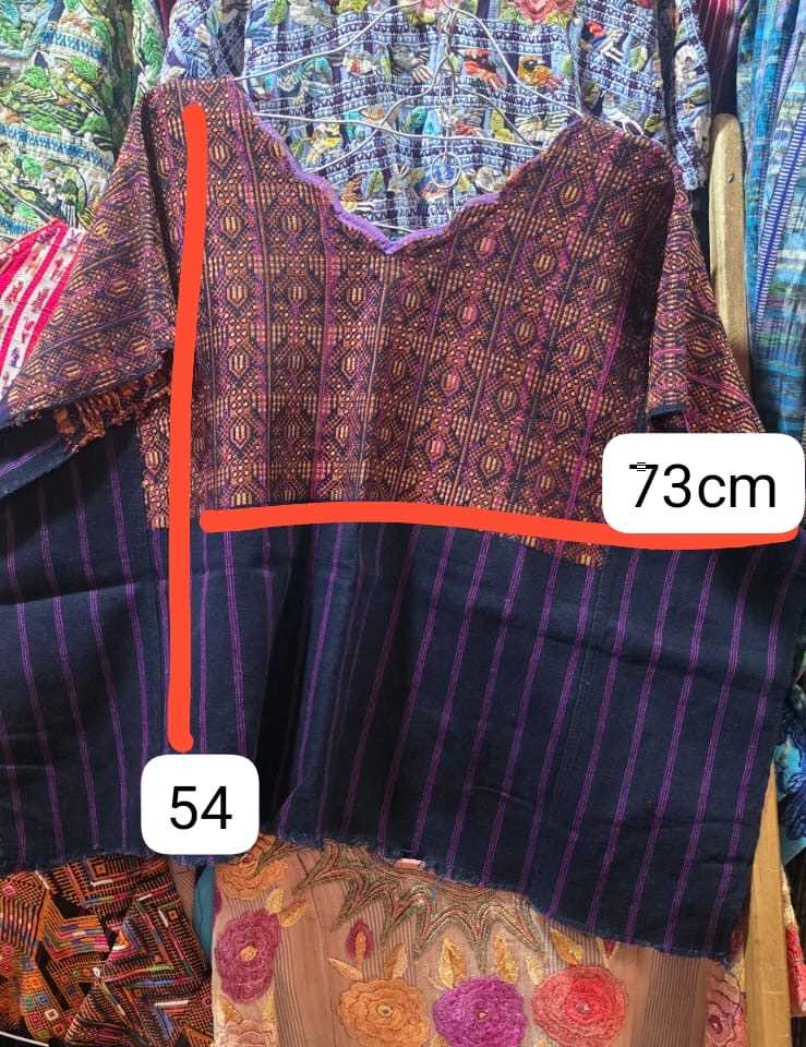 Blue and brown Nahuala Huipil #1-29