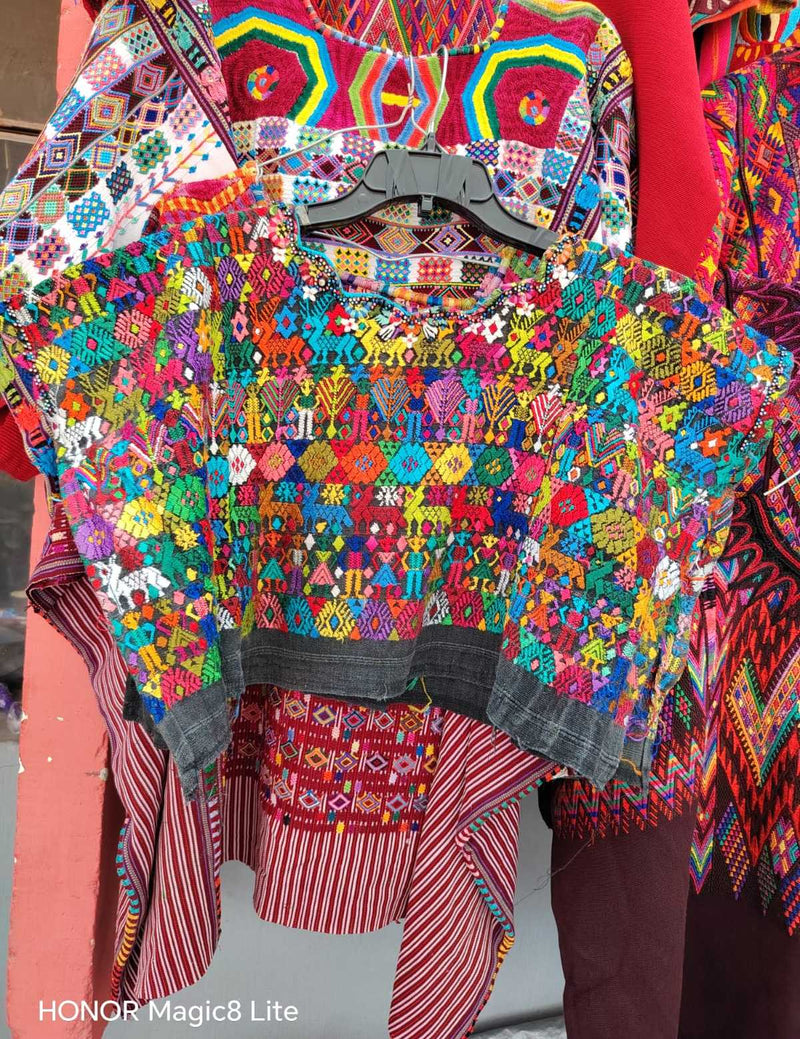 Colourful on Black Coban Huipil #6-234