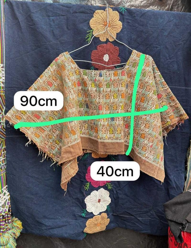 (Reserved for Myriam) Colourful on brown Coban huipil #5-262