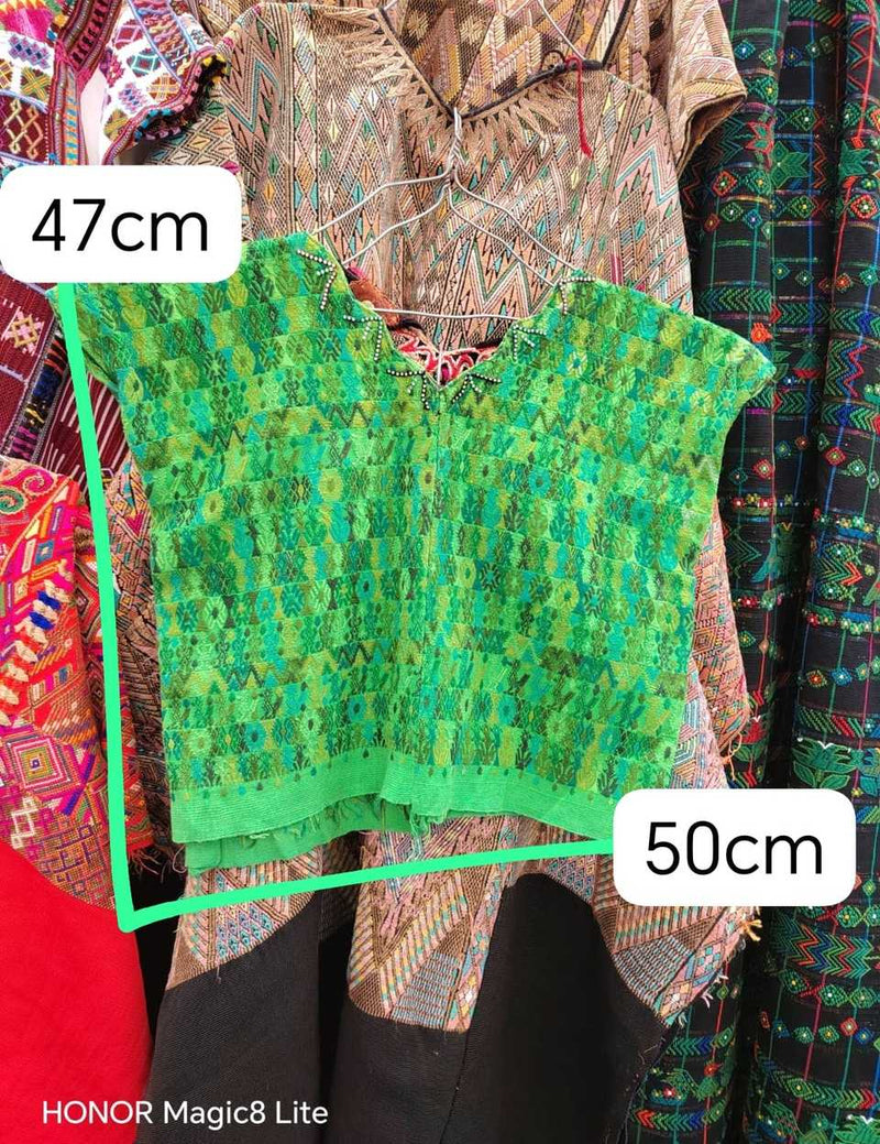Kelly green Coban huipil #5-419